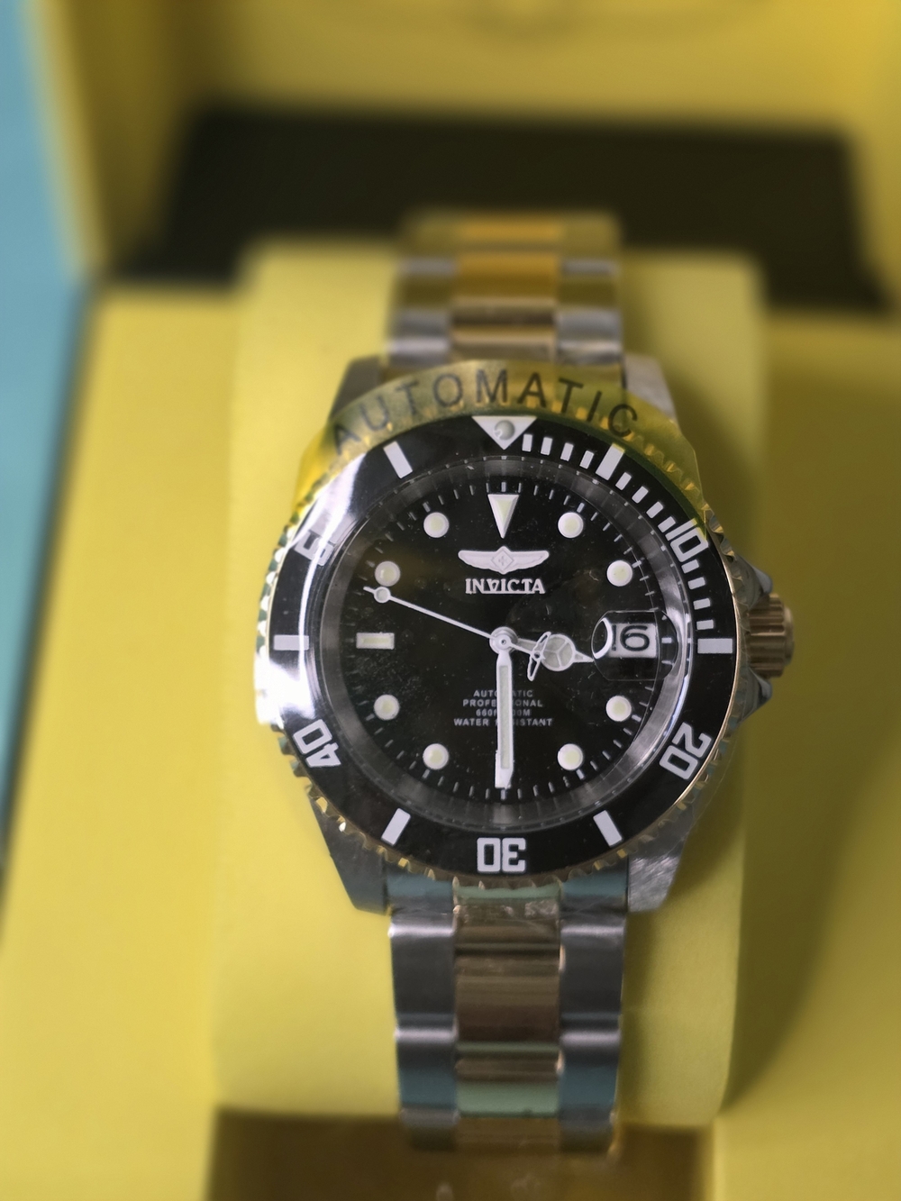 Invicta Men's Black Dial Two-Tone Stainless Steel Watch